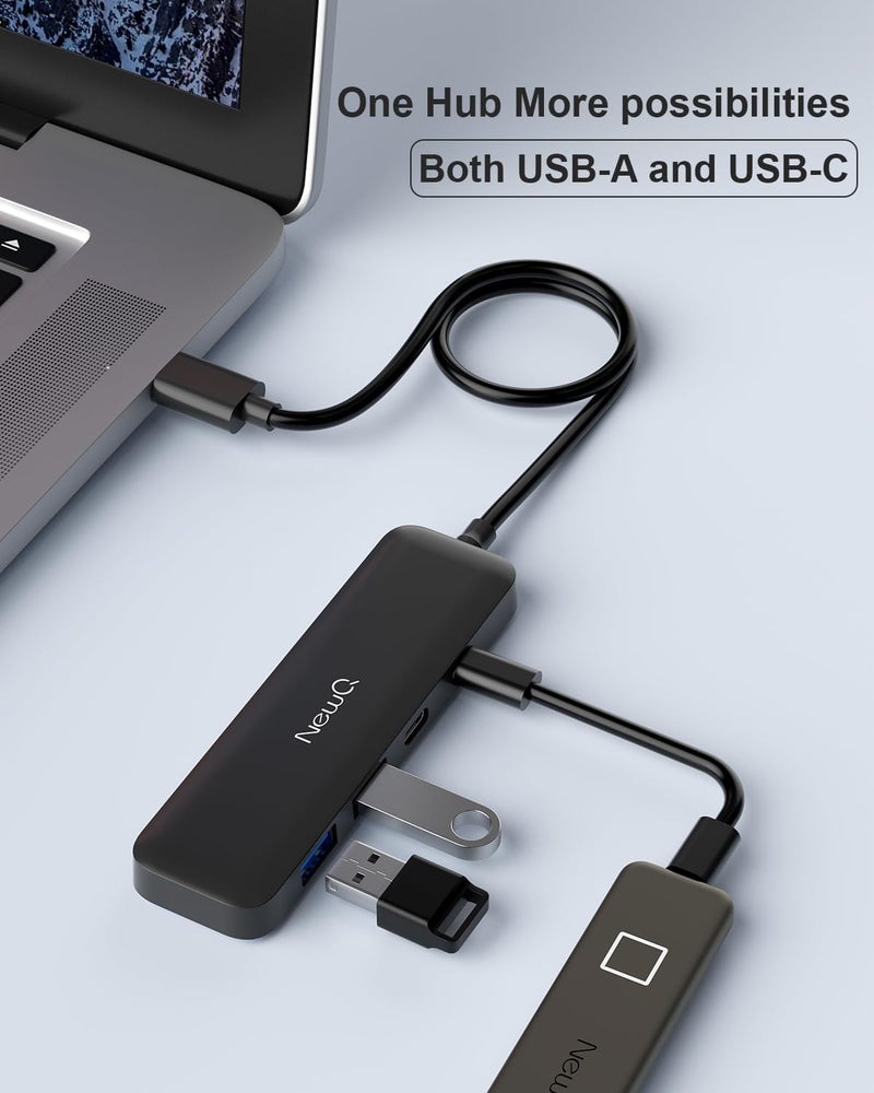 NewQ Dual USB C USB A 3.0 Hub: 4 Ports USB Hub with 2* USB-C 3.0 and 2* USB-A 3.0, Ultra Slim Portable USB Splitter Adapter for Laptop, PS4, Flash Drive, HDD, Xbox, Printer, Keyboard, Computer Accessories - Image 3